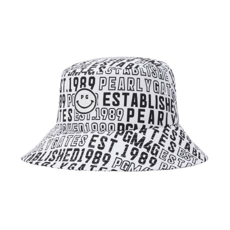 여성 스마일 자수 로고 패턴 버킷햇