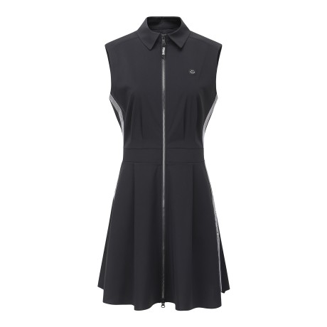 여성 백 플리츠 슬리브리스 집업 원피스