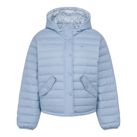 여성 스마일 체크 리버서블 구스 점퍼