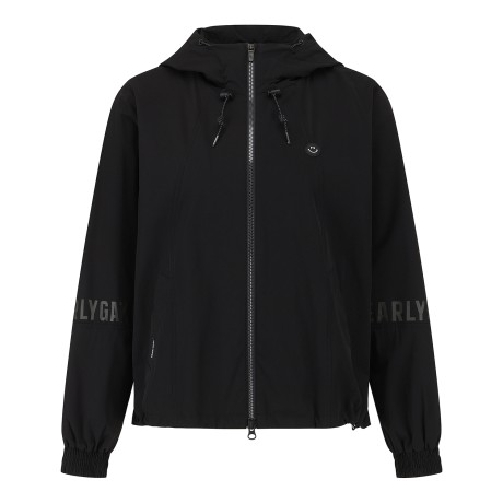 여성 스마일 인버티드 플리츠 백 후드 점퍼