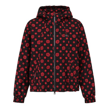 여성 스마일 인버티드 플리츠 백 후드 점퍼