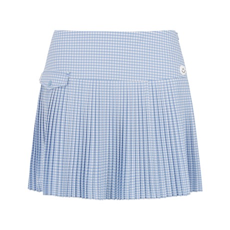 여성 스마일 패치 체크 플리츠 큐롯스커트