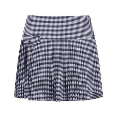 여성 스마일 패치 체크 플리츠 큐롯스커트