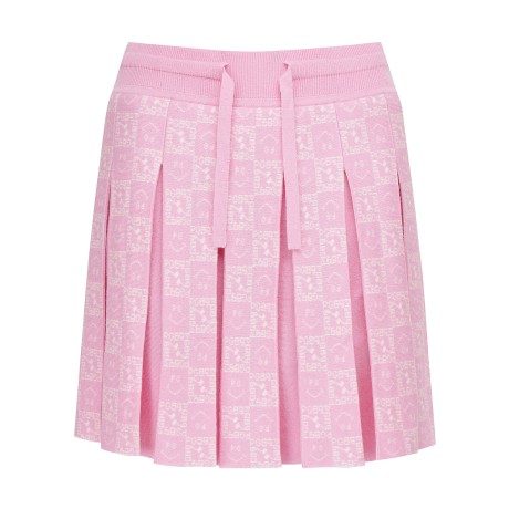 여성 로고 블록 체크 니트 큐롯 스커트