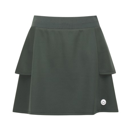 여성 스마일 패치 이중 플레어 큐롯 스커트