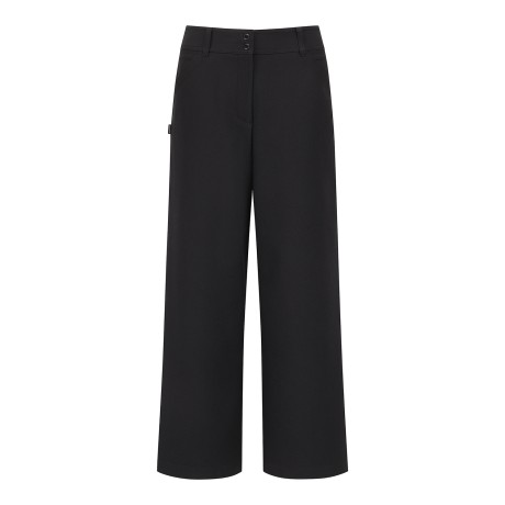 여성 힙 로고 프린팅 백 밴딩 와이드 팬츠