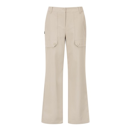 여성 트윌 조직 버튼 플랩 팬츠