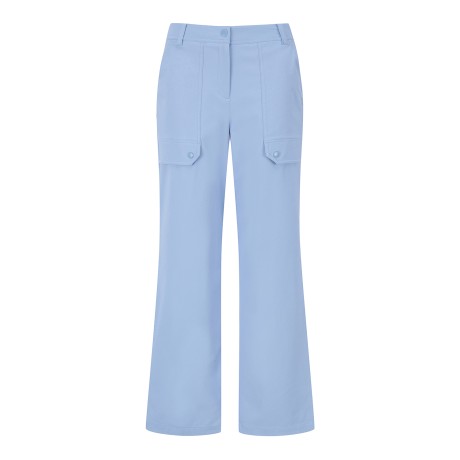 여성 트윌 조직 버튼 플랩 팬츠