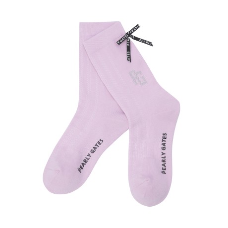 여성 백 리본 로고 핫픽스 중목 양말