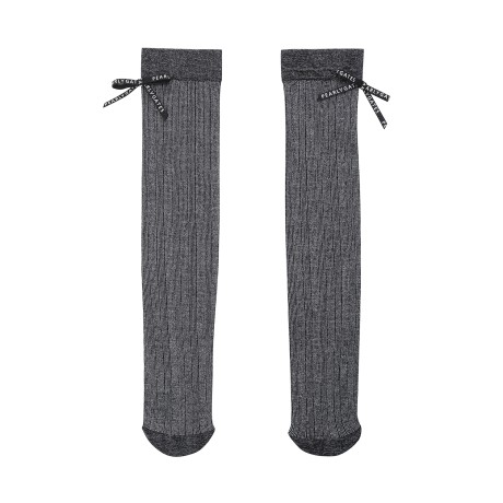 여성 글리터 로고 리본 장목 양말