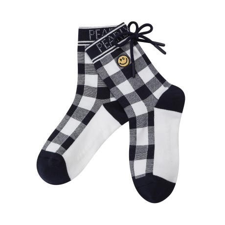 여성 슈레이스 리본 논슬립 중목 양말