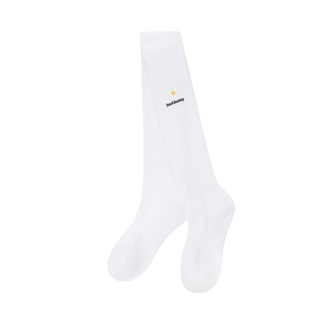 여성 잭바니 플라워 자수 크로셰 니삭스