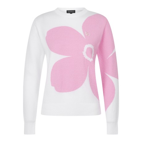 여성 빅 플라워 인타르시아 긴팔니트