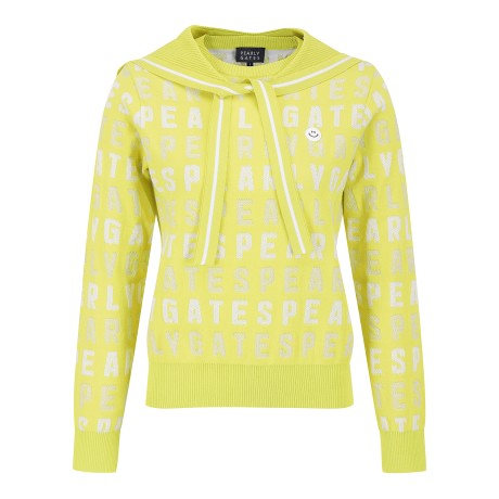 여성 스마일 로고 자카드 니트 & 탈착 머플러