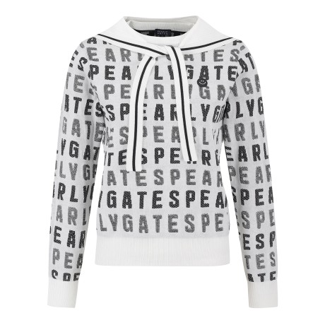 여성 스마일 로고 자카드 니트 & 탈착 머플러