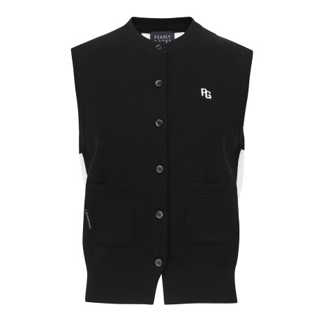 여성 백 스트라이프 오픈 베스트