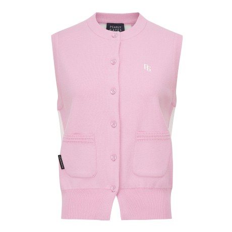 여성 백 스트라이프 오픈 베스트