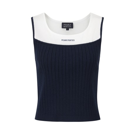 여성 로고 프린팅 투톤 레이어드 베스트