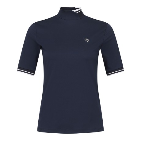 여성 니트 블록 스트레치 반팔 티셔츠