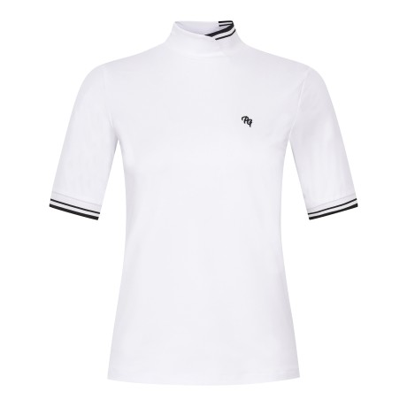 여성 니트 블록 스트레치 반팔 티셔츠