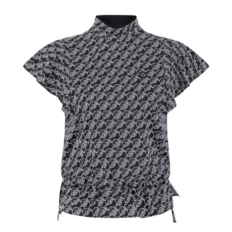 여성 스마일 골퍼 프릴 슬리브 반팔 티셔츠