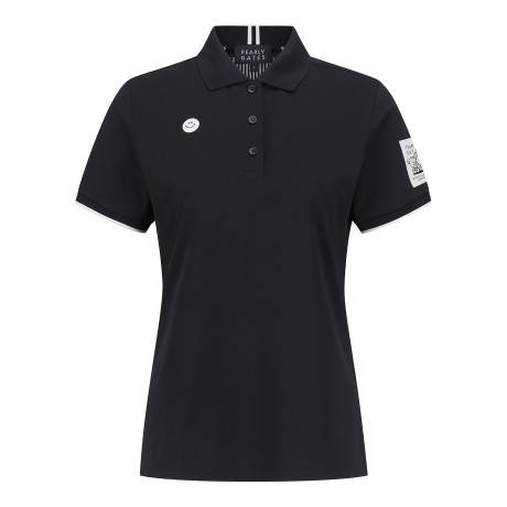 여성 스마일 골퍼 프린팅 반팔 카라 티셔츠