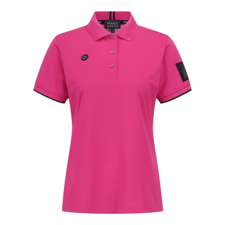 여성 스마일 골퍼 프린팅 반팔 카라 티셔츠