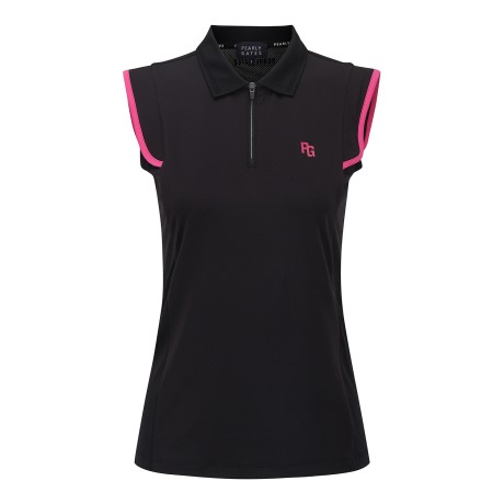 여성 컬러 라인 캡 하프집업 티셔츠