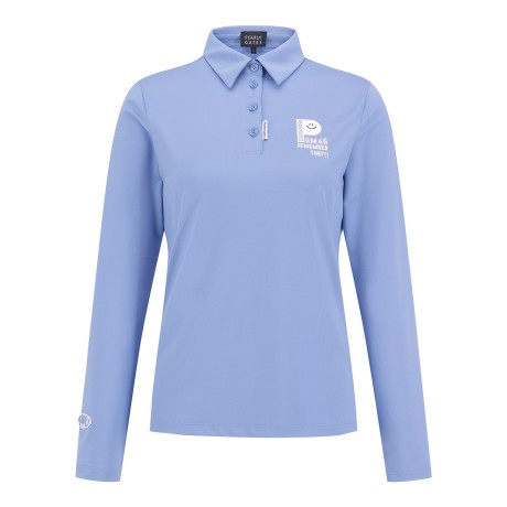 여성 스마일 백 프린팅 피케 긴팔 티셔츠