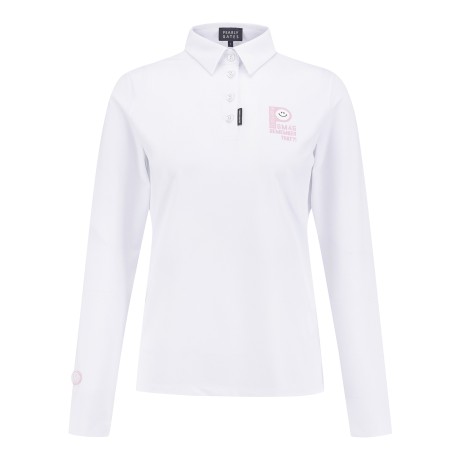 여성 스마일 백 프린팅 피케 긴팔 티셔츠