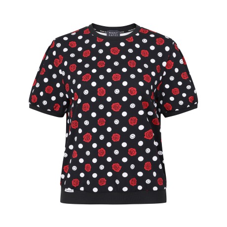 여성 링클 로즈 포인트 반팔티셔츠