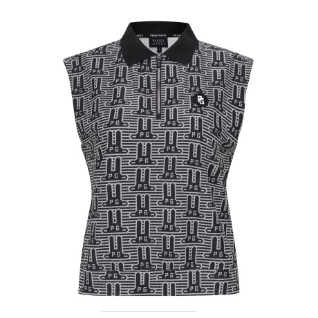 여성 바니 자카드 패턴 슬리브리스 티셔츠