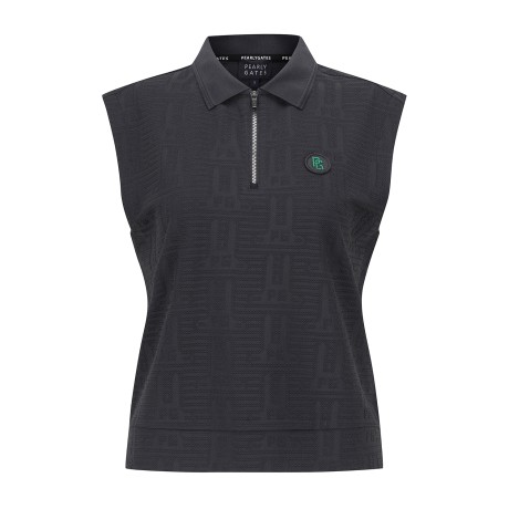 여성 바니 자카드 패턴 슬리브리스 티셔츠