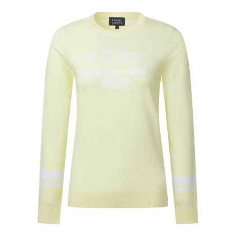 여성 배색 로고 스웨터