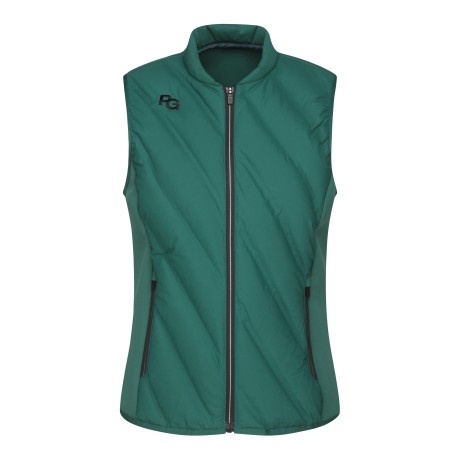 여성 우븐 블록 구스다운 집업 베스트