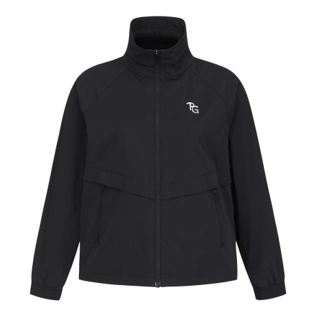 여성 백 로고 사선 패널 집업 점퍼