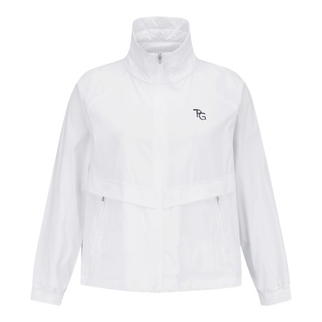 여성 백 로고 사선 패널 집업 점퍼