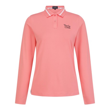 여성 잔조직 배색 니팅 칼라 티셔츠