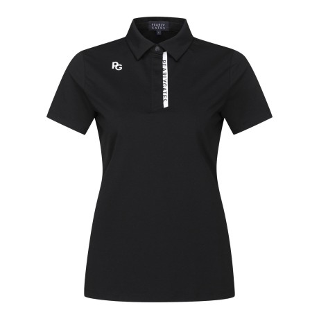 여성 로고 라인 카라 반팔 티셔츠