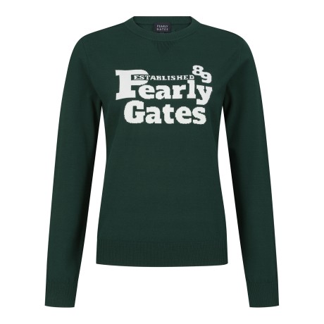 여성 배색 로고 라운드 니트