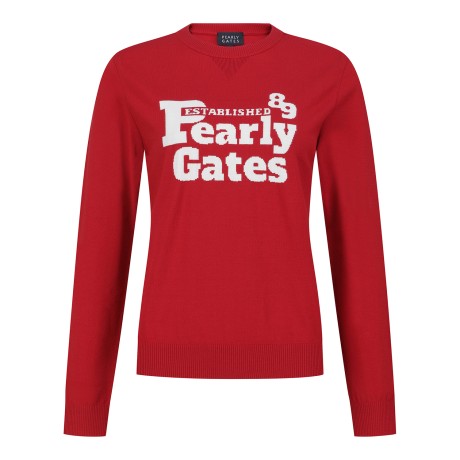 여성 배색 로고 라운드 니트