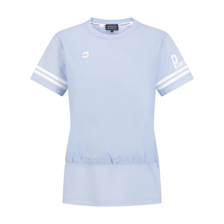 여성 스마일 패치 스트링 레이어 티셔츠