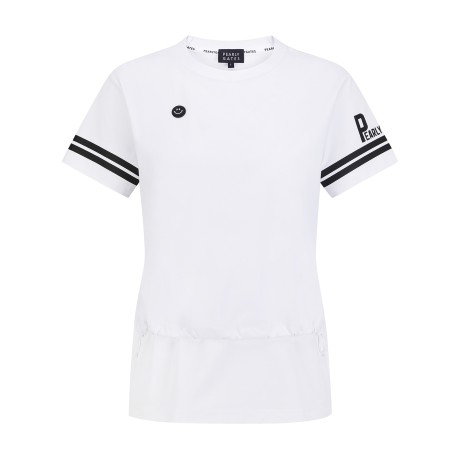 여성 스마일 패치 스트링 레이어 티셔츠