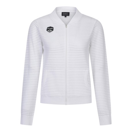 여성 스트라이프 니트 집업 점퍼