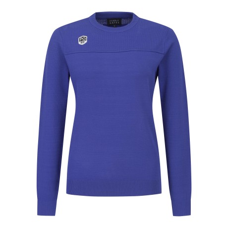 여성 메쉬 믹스 로고 패치 긴팔 니트