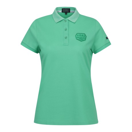 여성 자수 패치 카라 반팔 티셔츠