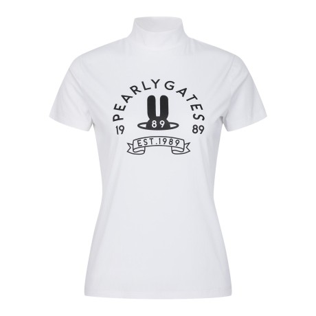 [최예지프로 착용]여성 바니 프린팅 골조직 모크넥 반팔 티셔츠