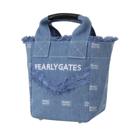 공용 로고 패턴 프레이드 데님 토트백