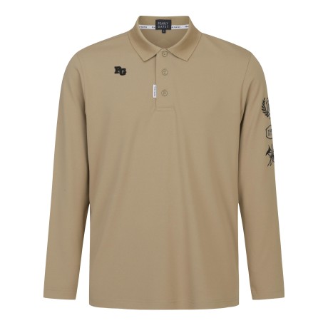 공용 로고 슬리브 카라 긴팔 티셔츠