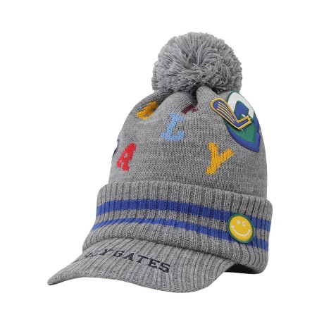 공용 스마일 패치 폼폼 비니 캡